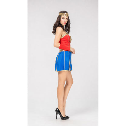Superhero Costume Dress with Headband and Cuffs side view