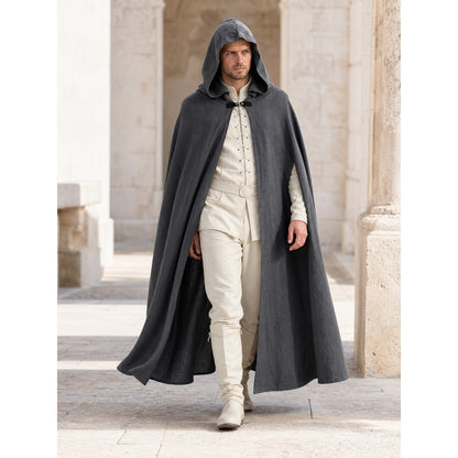 Gray Long Hooded Carnival Cloak