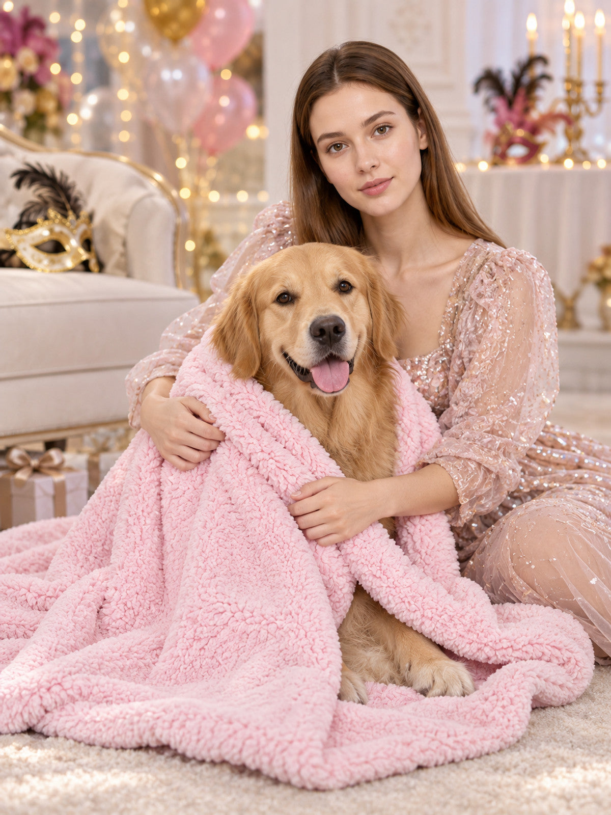 Fluffy Reversible Pet Blanket lifestyle view