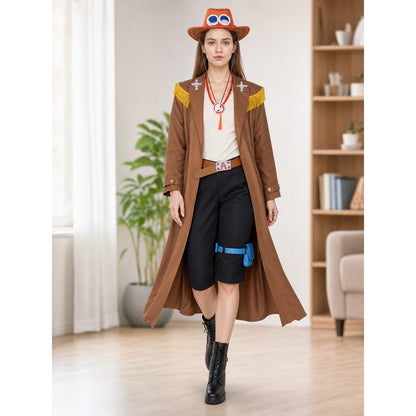 Ace One Piece Cosplay Costume with Coat and Accessories lifestyle view