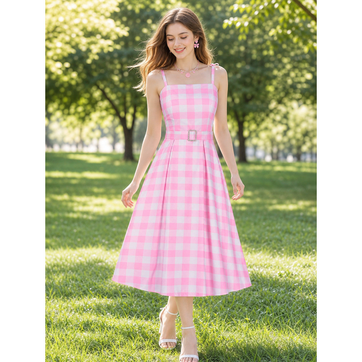 Barbie-Style Plaid Costume Dress lifestyle view