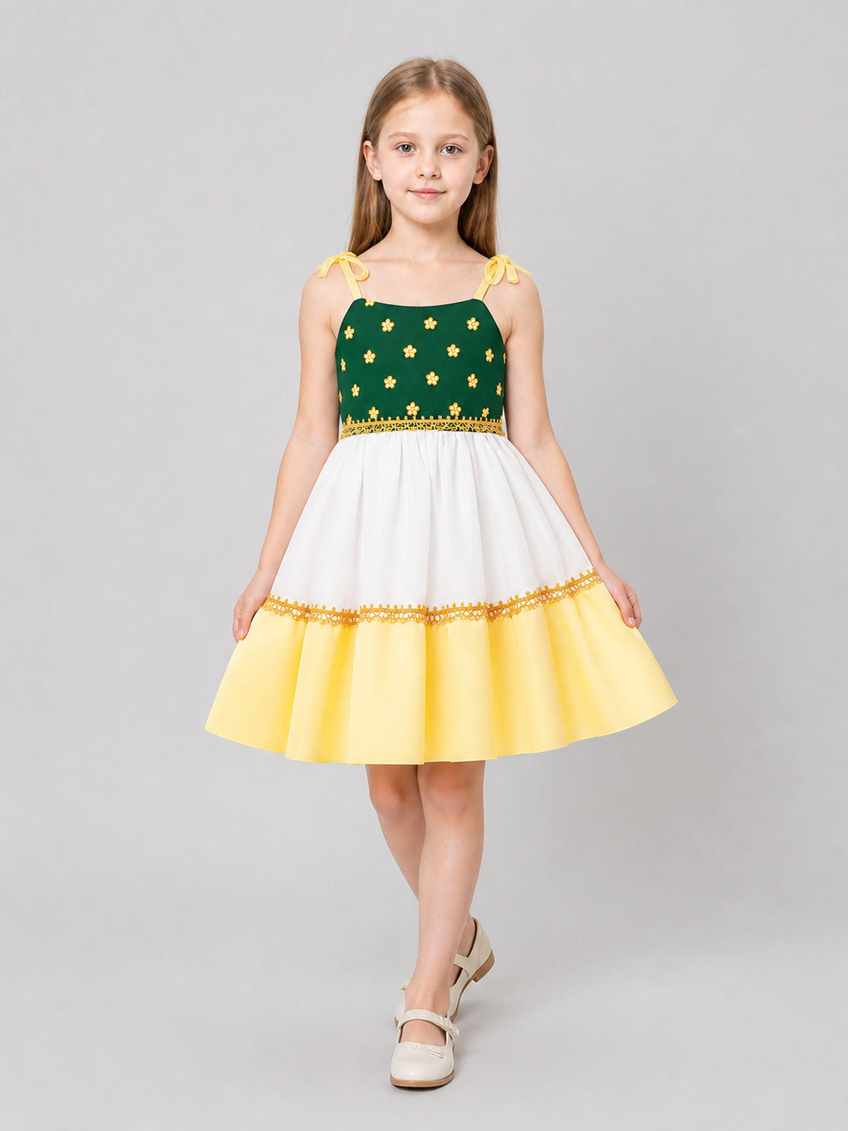 Festive Dress with Floral Print and Full Skirt Costume Dresses detail