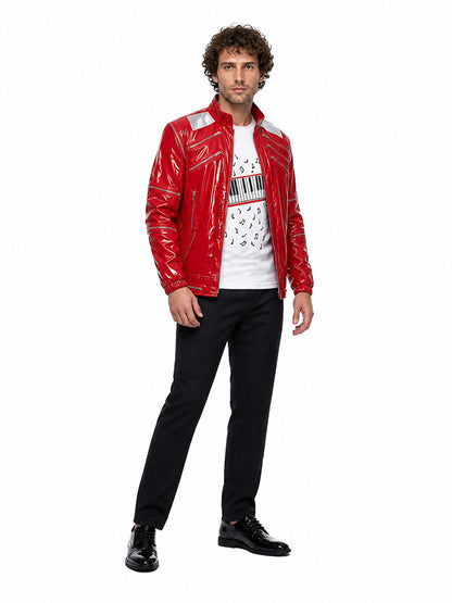 Stage Costume with Red Jacket and Piano Key Print