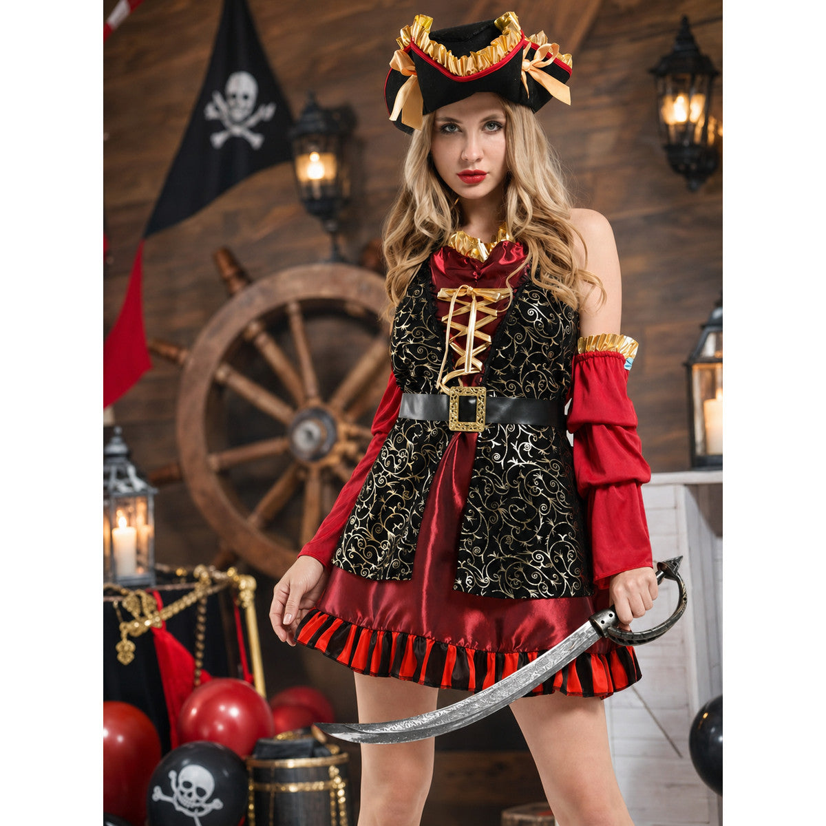 Pirate Costume with Hat and Belt lifestyle
