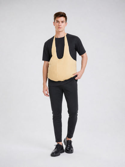 The fake belly is designed as a costume accessory with a large, rounded shape.