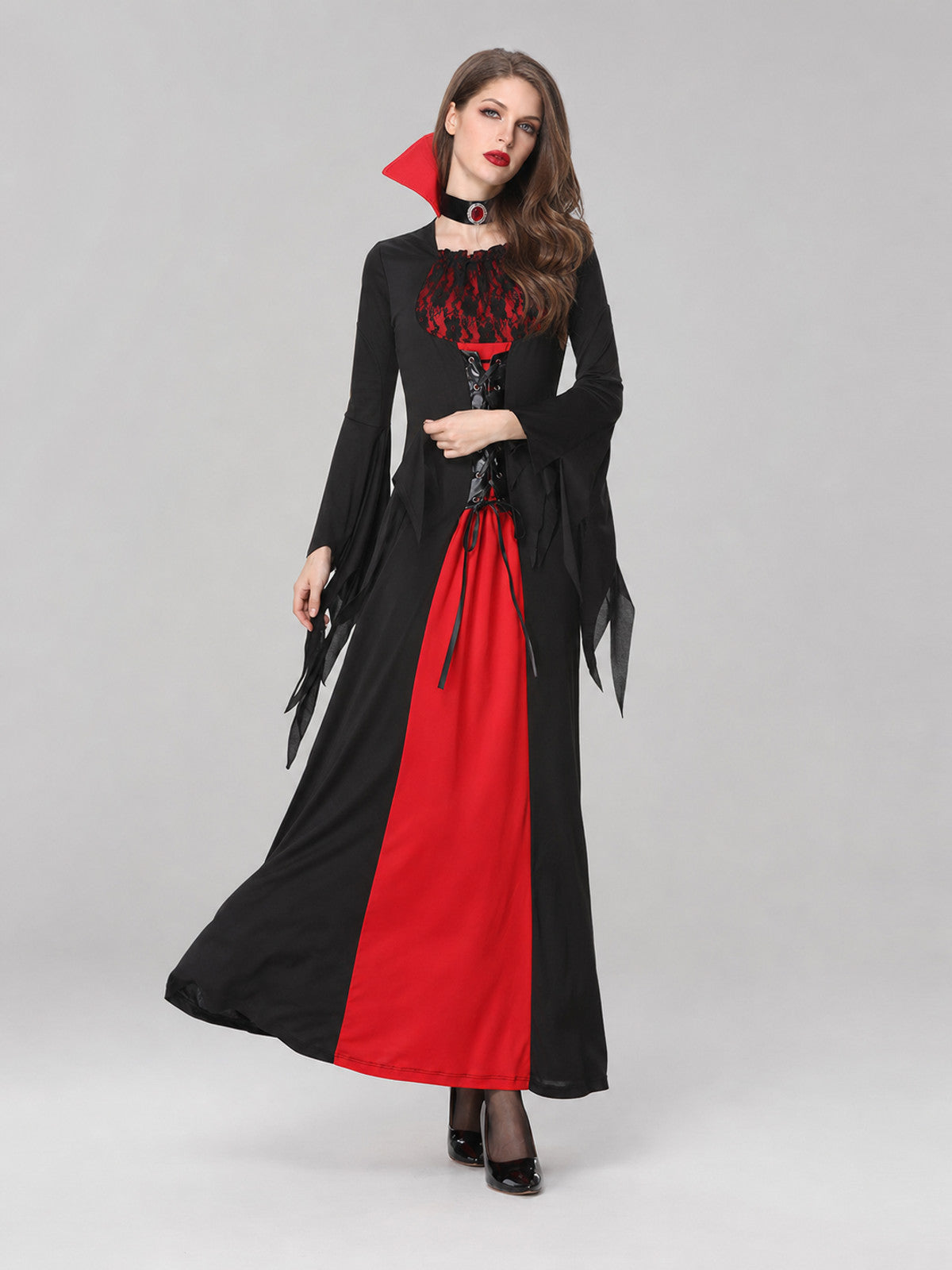 Carnival Cosplay Dress with Red and Black Details