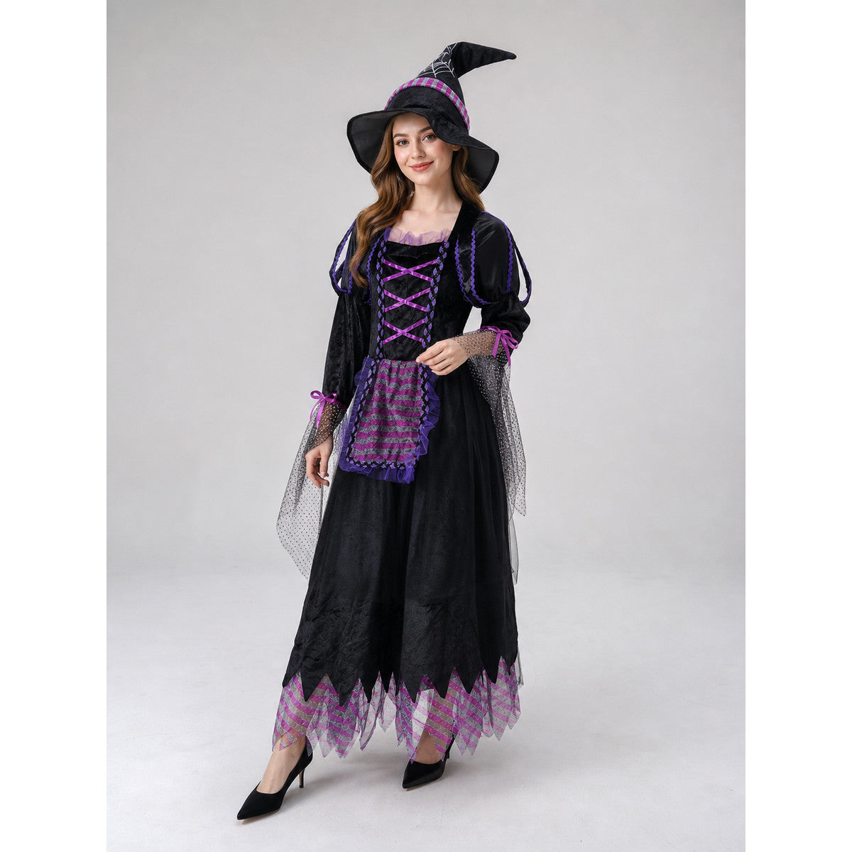 Witch Costume with Dress and Pointed Hat