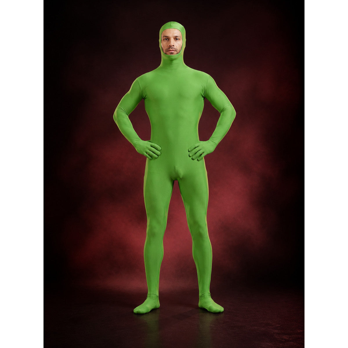 Kids Fluorescent Green Zentai Full-Body Jumpsuit Cosplay Costume, Stretch main product view