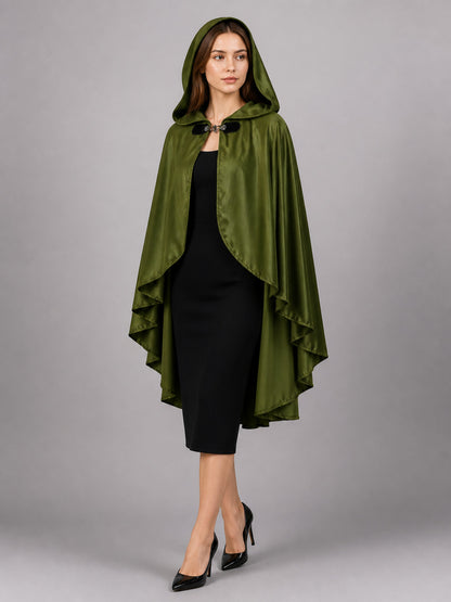 Long Green Hooded Carnival Cloak
