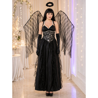 Gothic Angel Halloween Costume with Wings lifestyle view