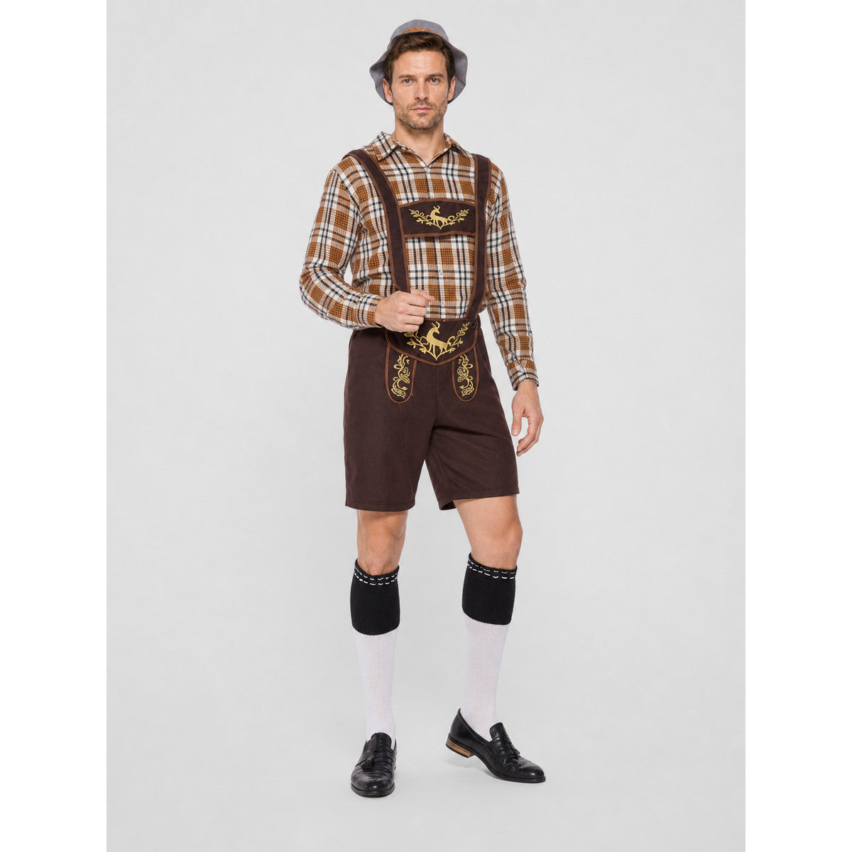 Beer Festival Costume: Shirt, Shorts, Suspenders, Hat Costume Headwear detail