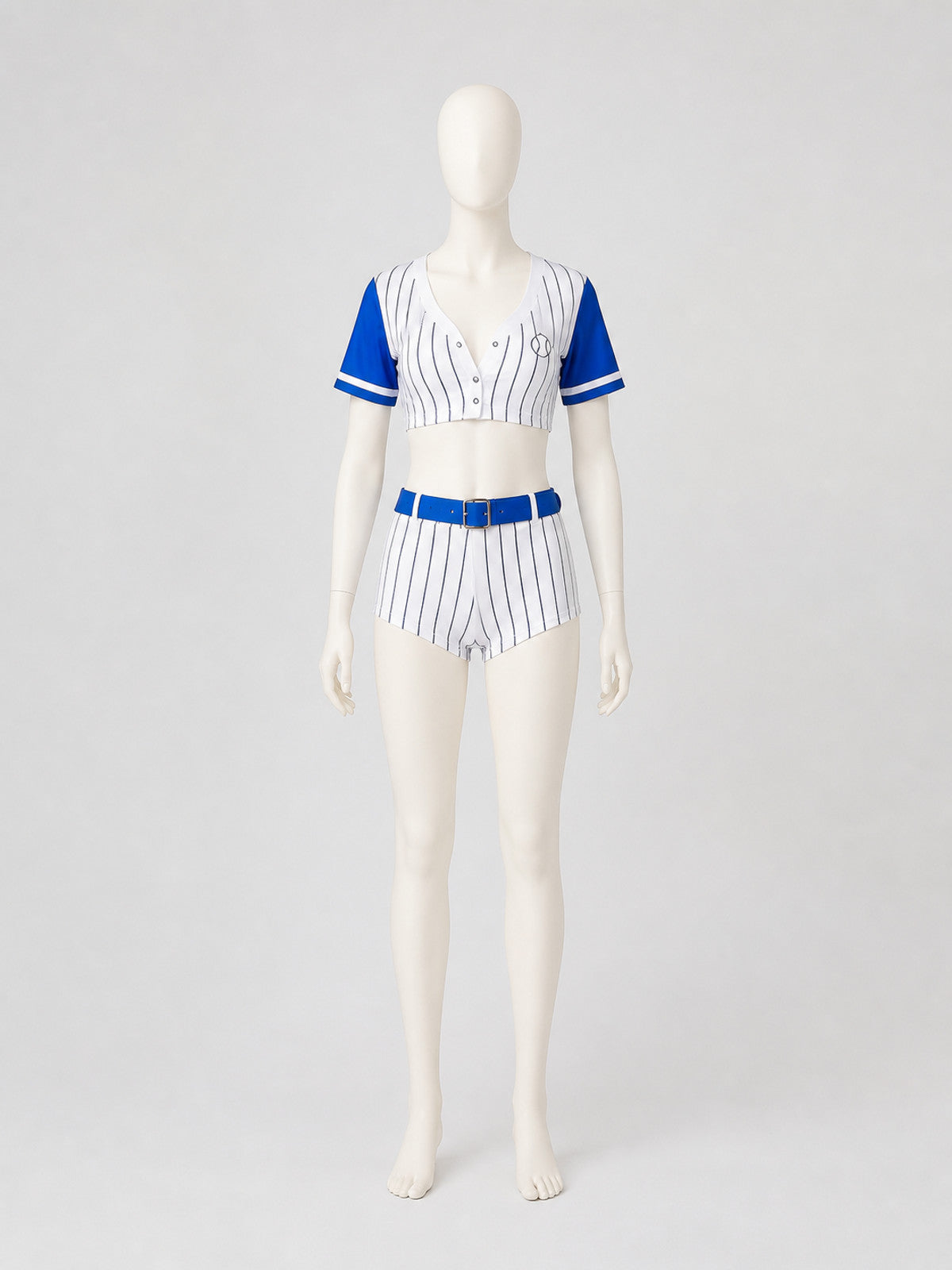 Blue Striped Cheerleader Costume with Skort, S-XL Costumes detail