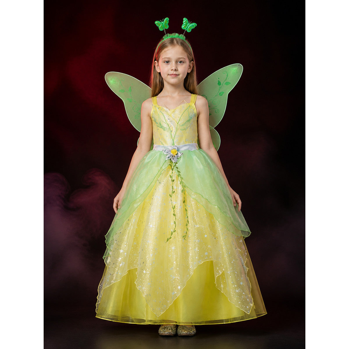 Girls Fairy Princess Butterfly Wings Costume Dress, Sparkle Gown With Fluffy lifestyle