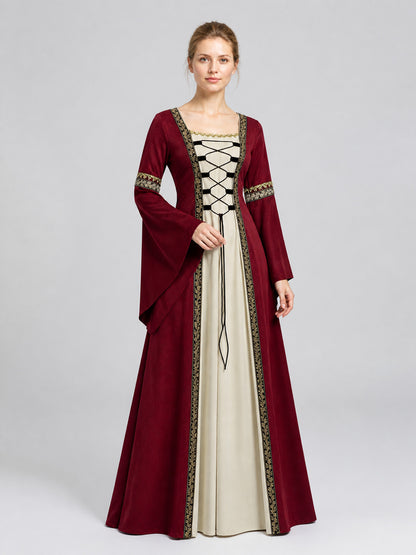 Long Medieval Dress with Flared Sleeves Costume Dresses detail