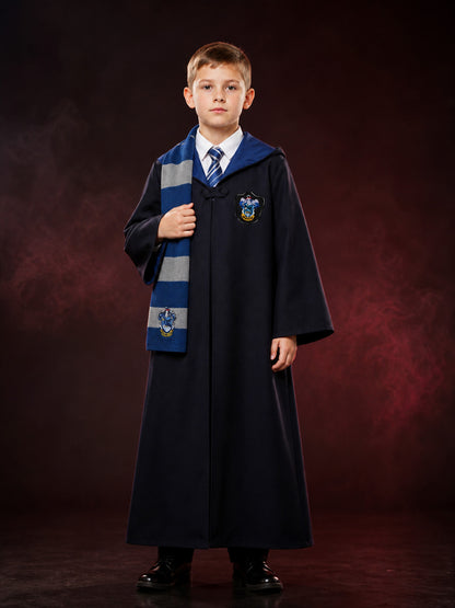 Kids Wizard Costume Set, Hooded Long Robe, Tie And Scarf main product view