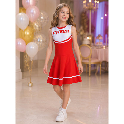 Cheer Performance Dress, Red and White, Sleeveless