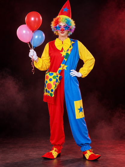 Clown Costume 11 Pieces with Wig, Hat and Vest