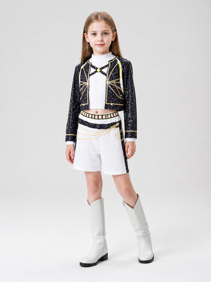 Children’s Demon Hunter Costume, Black, White, and Gold