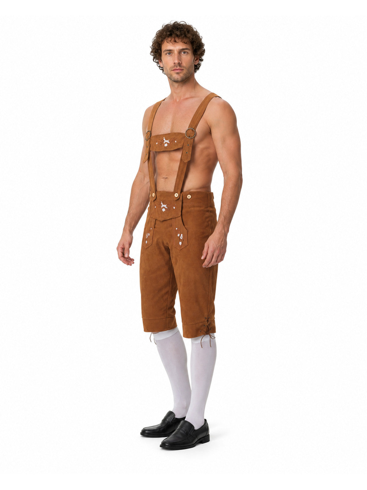 Suspender Shorts with White Embroidery for a Beer Festival product detail