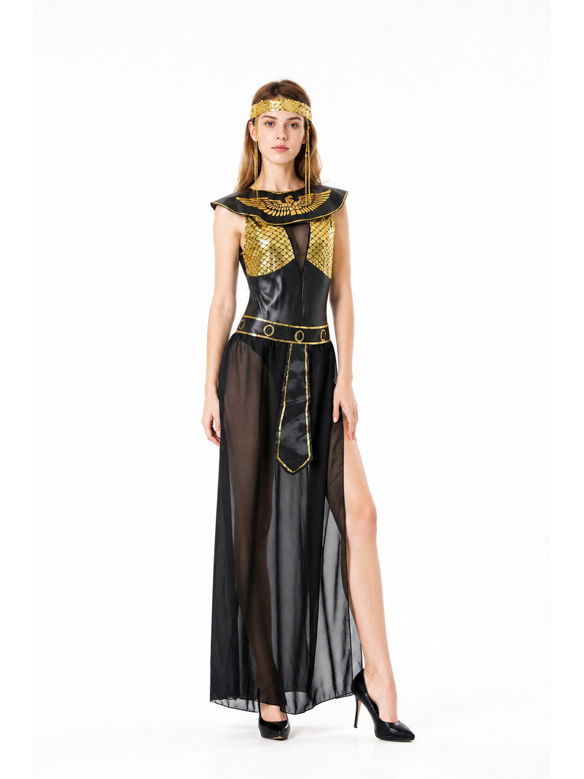 Black and Gold Cleopatra Costume for Halloween Costumes detail