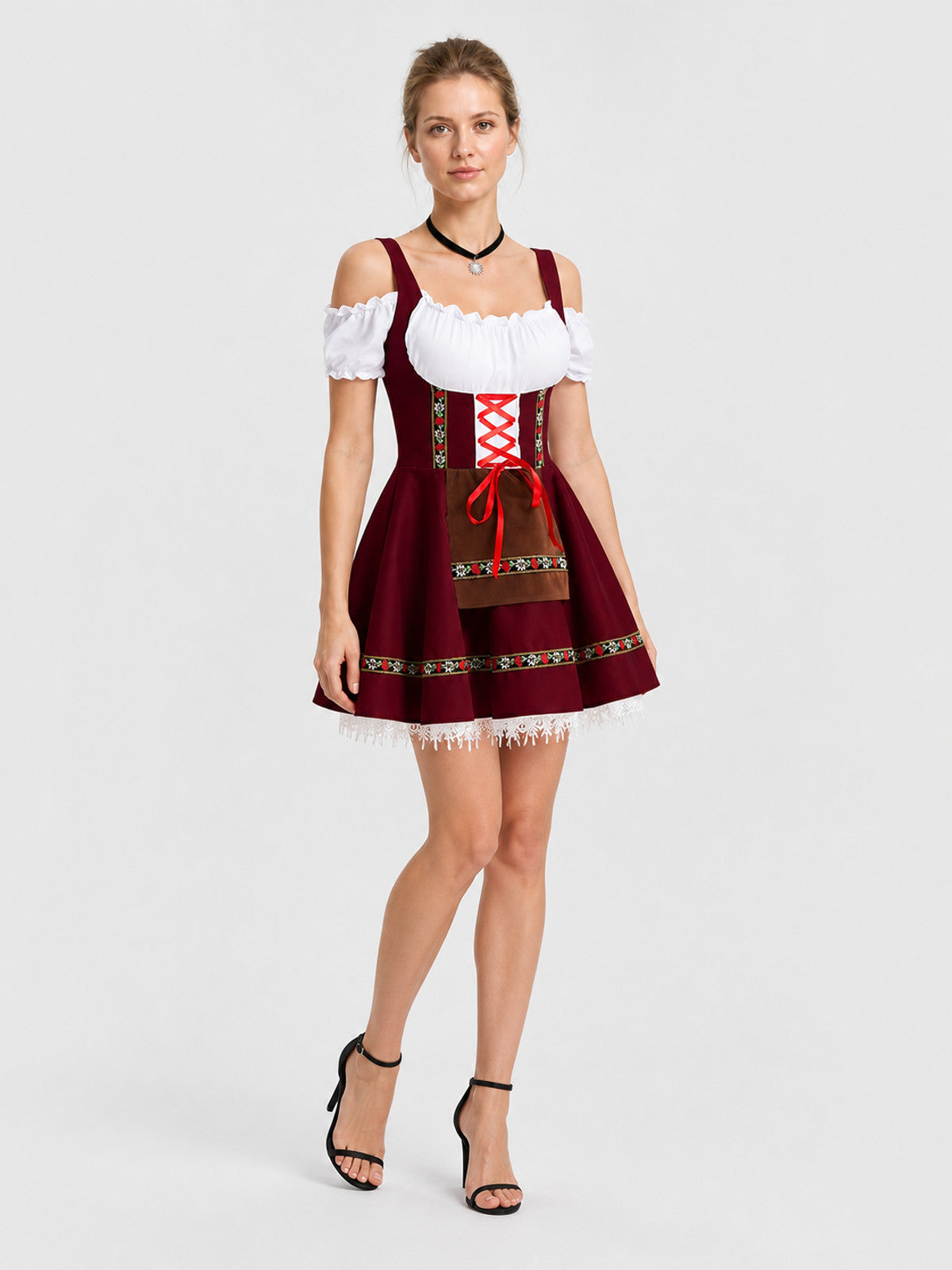 Carnival Cosplay Dress with Apron and Fringe Costume Dresses detail