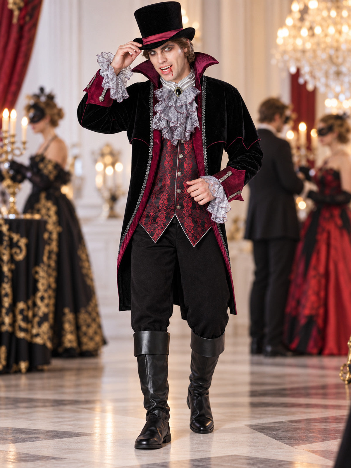 Vampire Costume with Vest and Hat lifestyle view