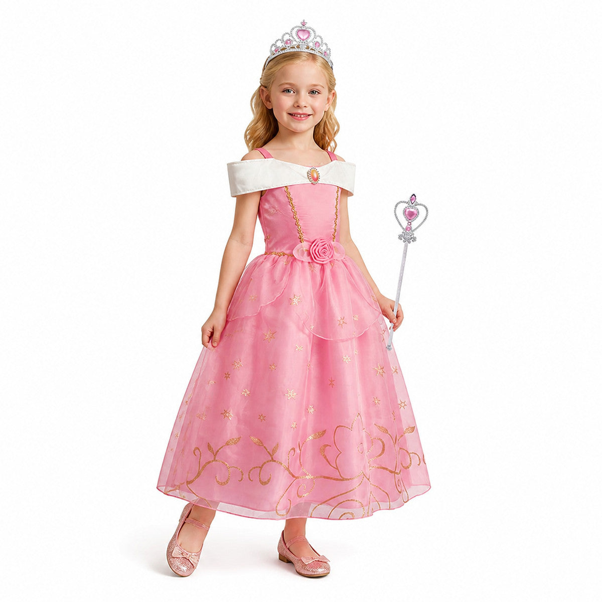 Princess Costume with Crown and Magic Wand Costume Headwear detail