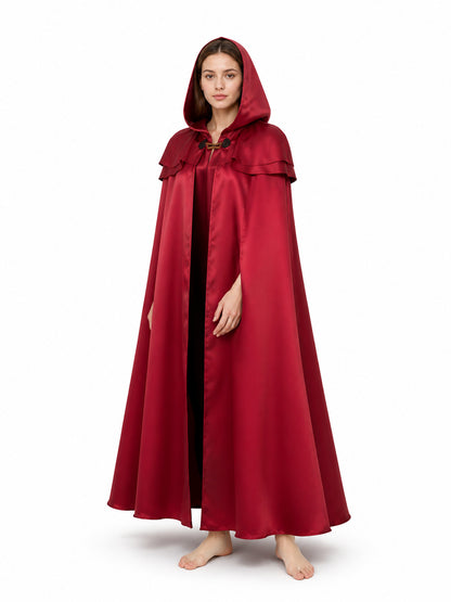 Red Long Hooded Cloak with Pendant Costume Capes detail