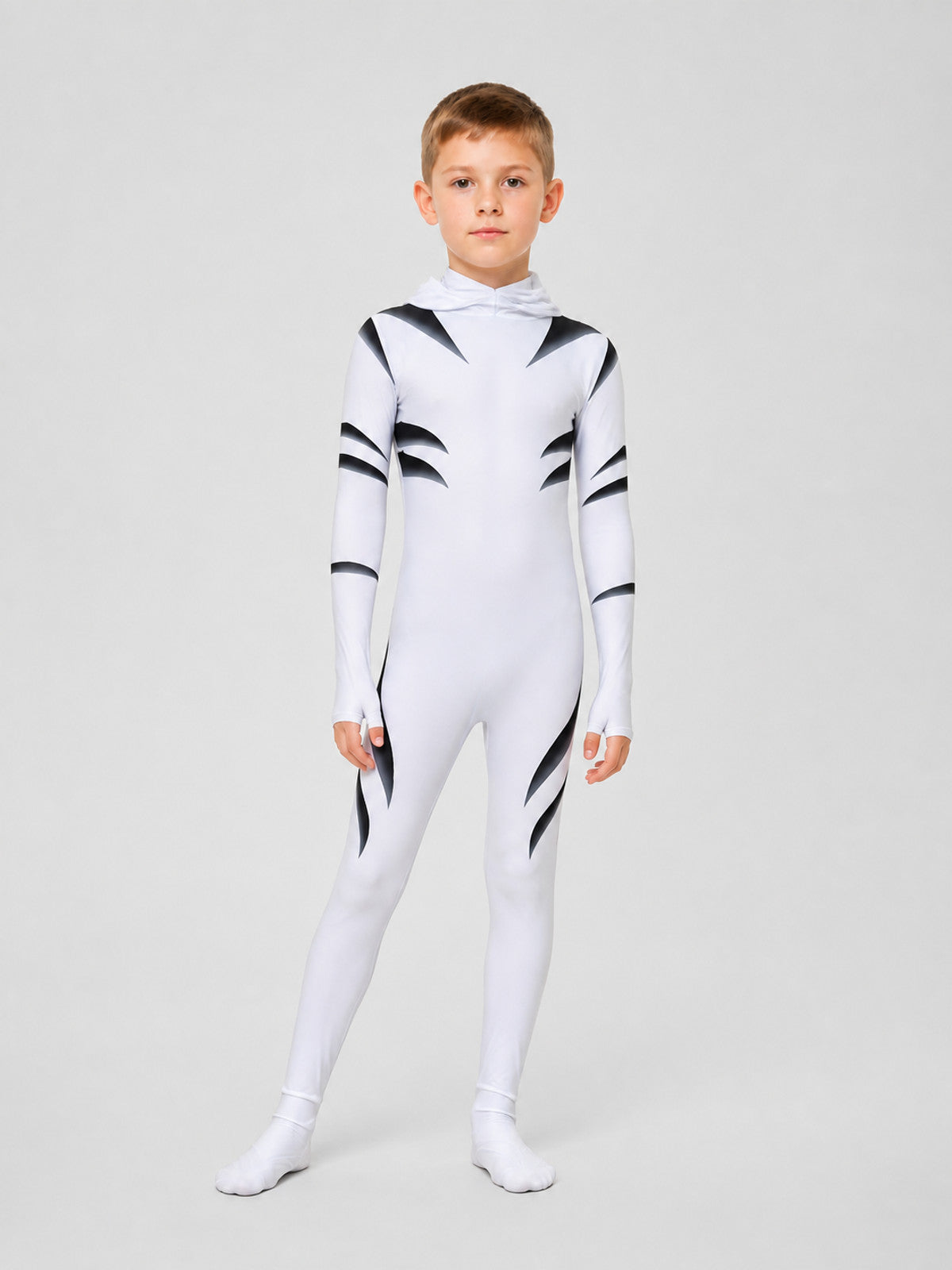 White Tiger Cosplay Costume Jumpsuit with Hood Costumes detail