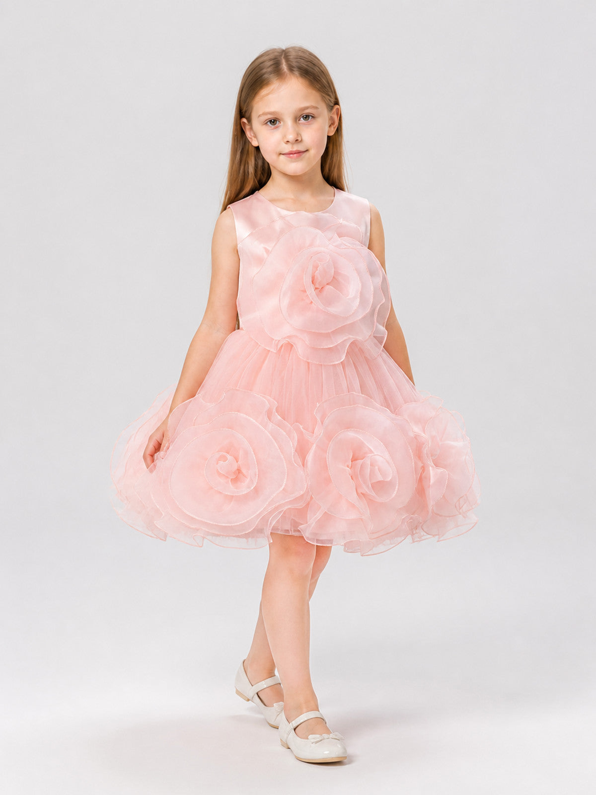 Tutu Dress with 3D Roses for Christening Costume Dresses detail