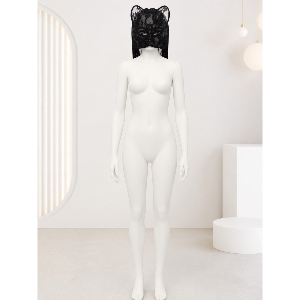 Black Lace Cat Carnival Mask for Halloween lifestyle view