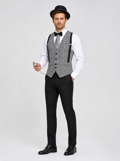 Set: Vest and Accessories, Black and White Houndstooth Costume Accessories detail