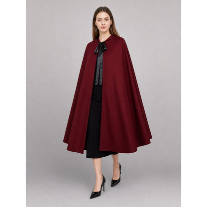 Long Burgundy Carnival Cloak with Hood