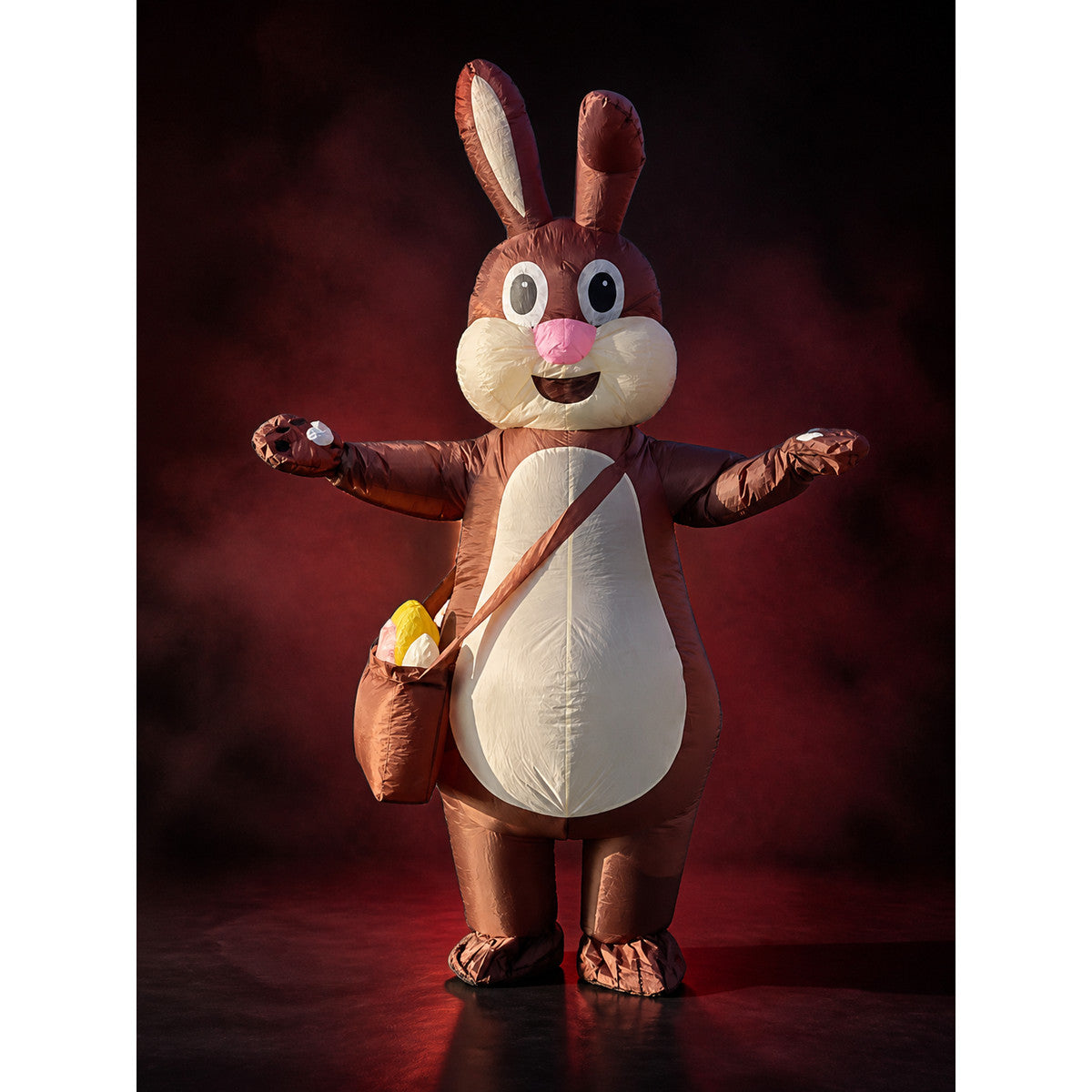 Brown Rabbit Inflatable Costume, Funny Animal Bodysuit with Belly Pocket for main product view