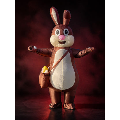 Brown Rabbit Inflatable Costume, Funny Animal Bodysuit with Belly Pocket for main product view
