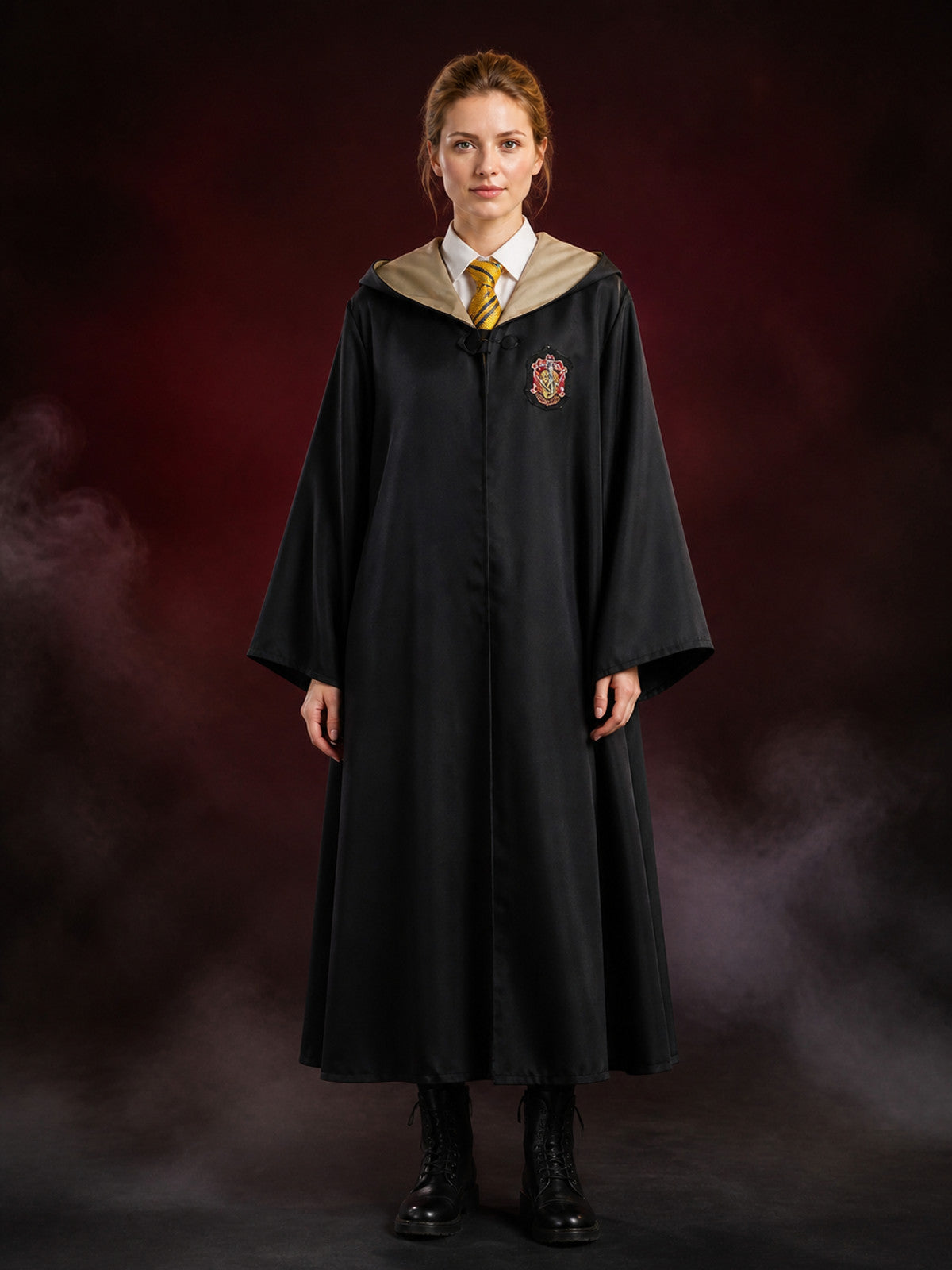 Kids Hufflepuff Wizard Robe Costume Set With Hood and Tie main product view