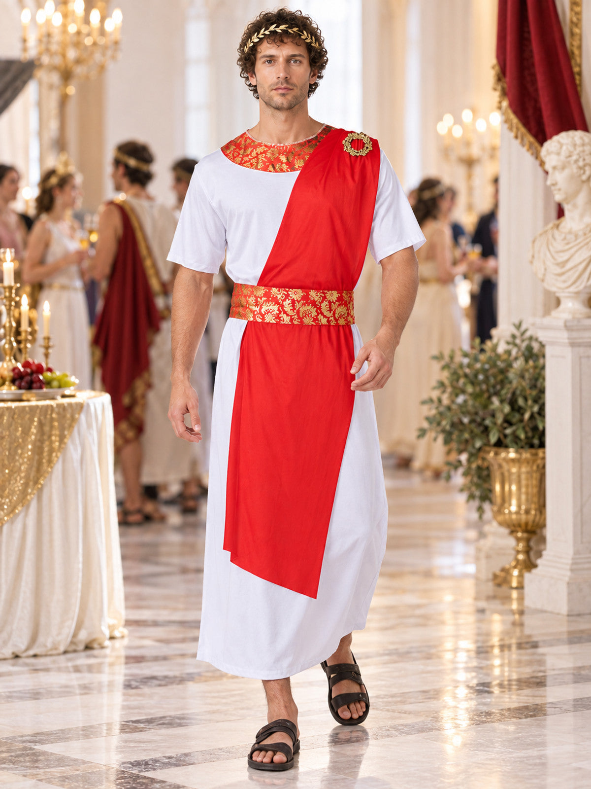 Long Costume with Red Insert and Short Sleeves lifestyle view