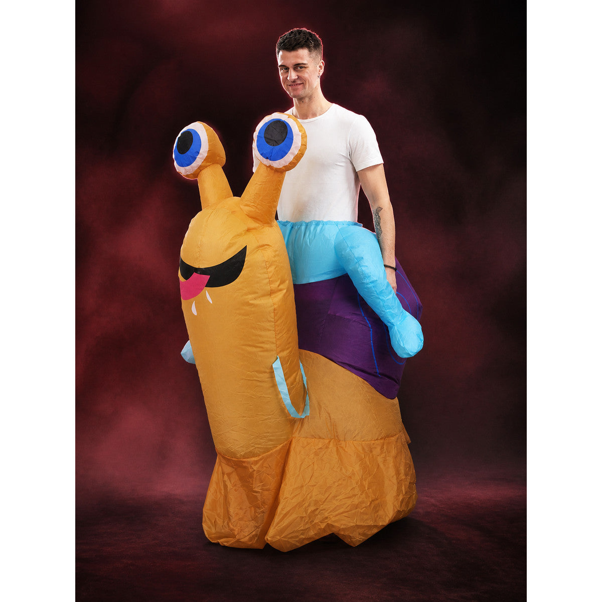 Cartoon Snail Inflatable Costume with Purple Shell, Funny Halloween Outfit main product view