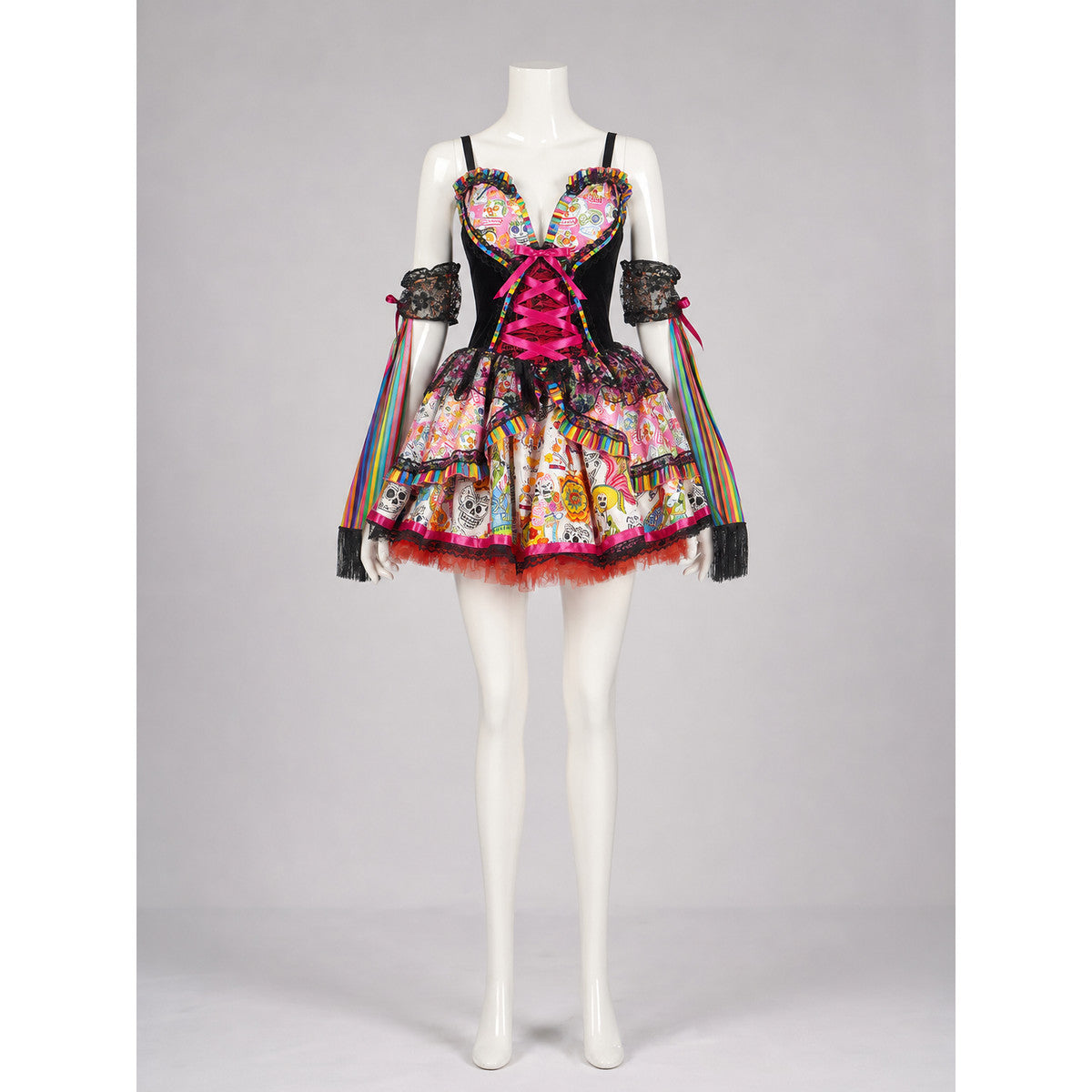 Halloween Costume Set: Dress with Cape, Skeleton Print