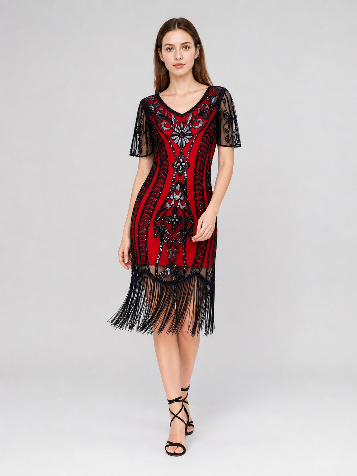 Vintage Flapper Dress with Fringe and Sequins Costume Dresses detail