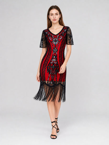 Vintage Flapper Dress with Fringe and Sequins Costume Dresses detail