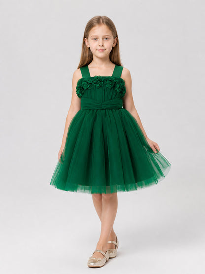Girls' Green Tutu Dress with Flowers Costume Dresses detail