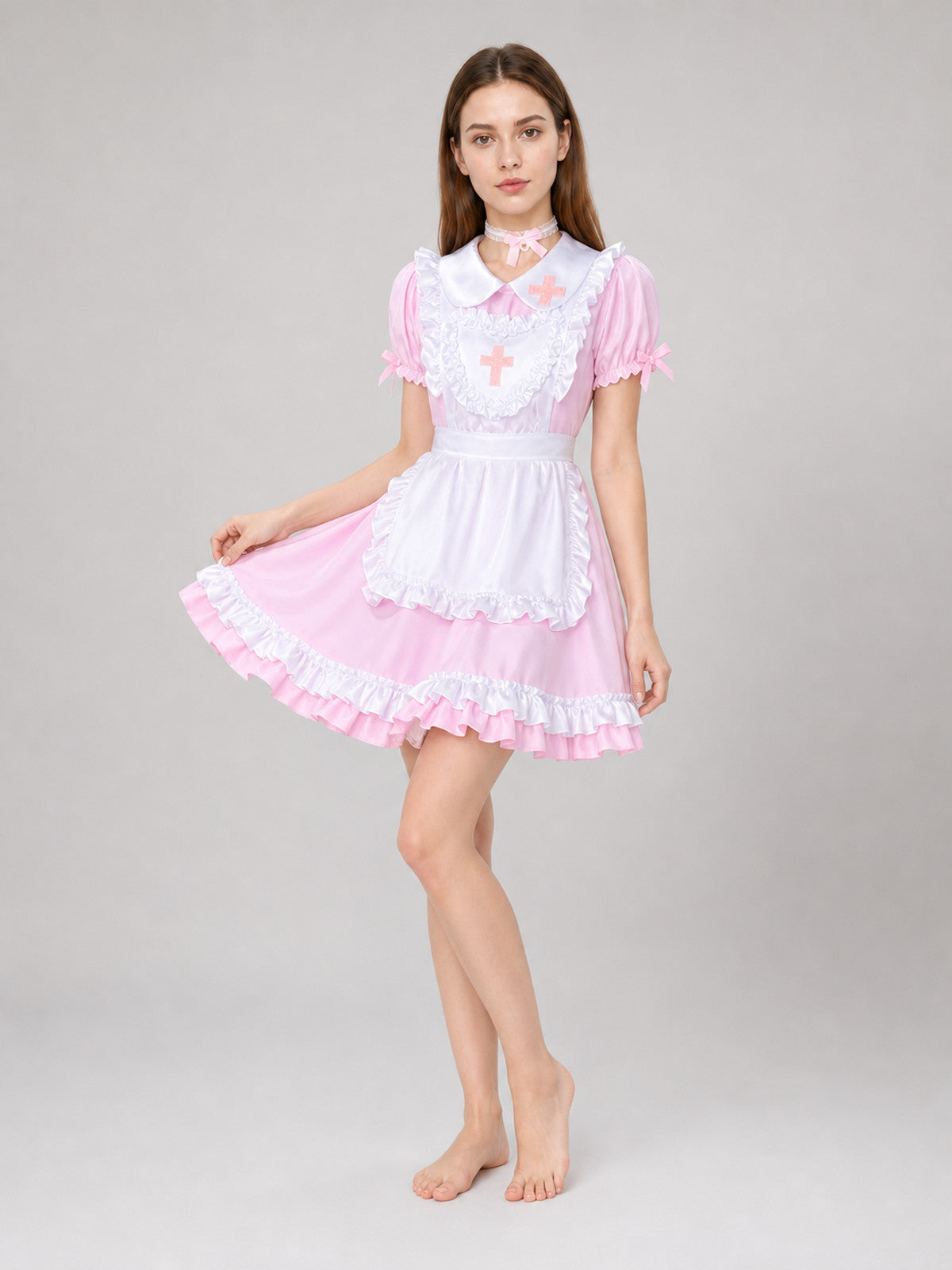 Lolita-Style Maid Cosplay Dress with Apron Costume Dresses detail