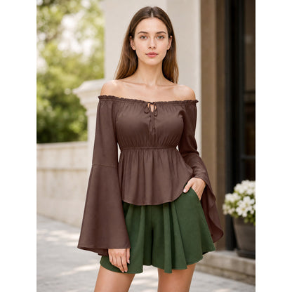 Off-the-Shoulder Top with Flared Sleeves lifestyle view
