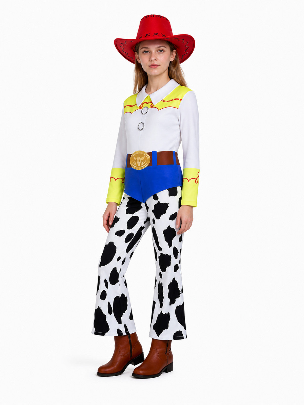 Jessie Costume with Cow Print and Cowboy Hat Costume Headwear detail