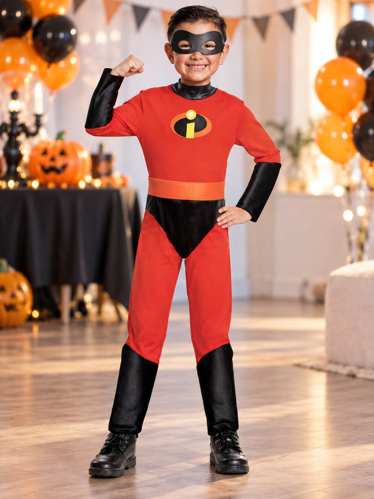 Kids' Superhero Costume Red with Mask and Belt
