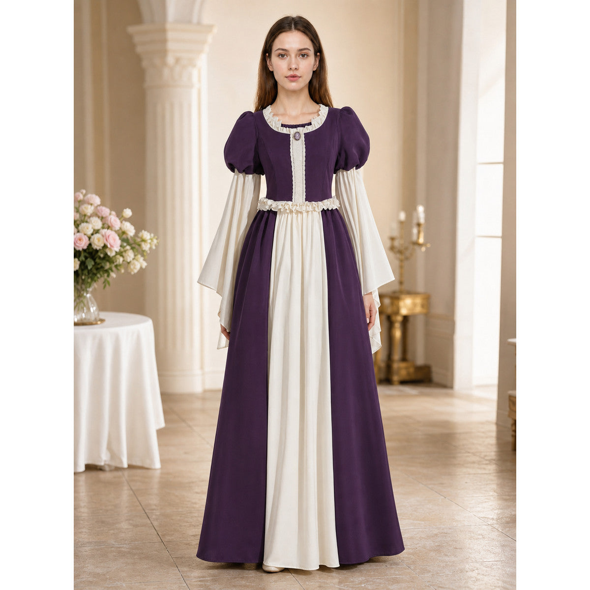 Medieval Dress with Ruffles and Puff Sleeves lifestyle