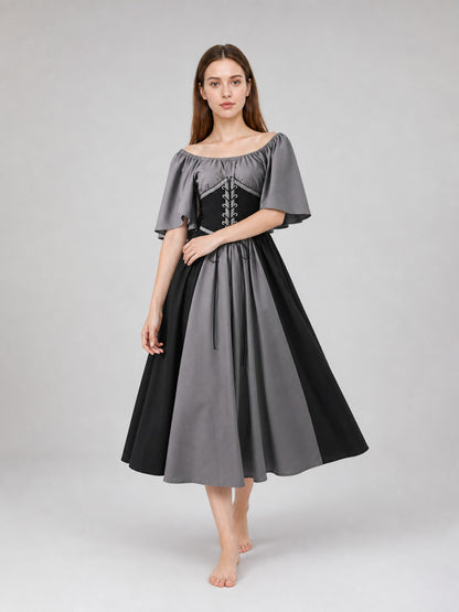 Gothic Dress with Corset, Ruffles, and Lacing