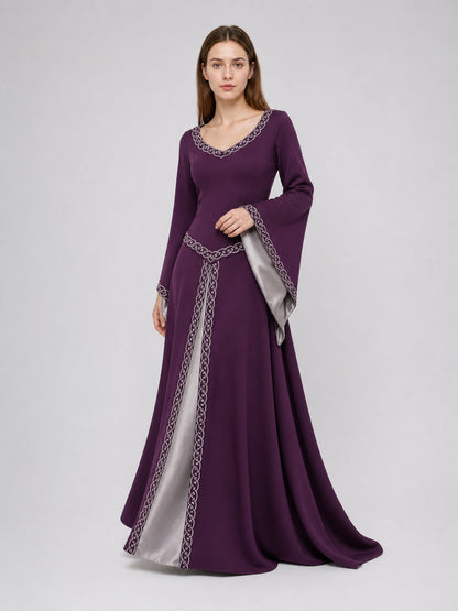 Long Fantasy-Style Dress with Bell Sleeves