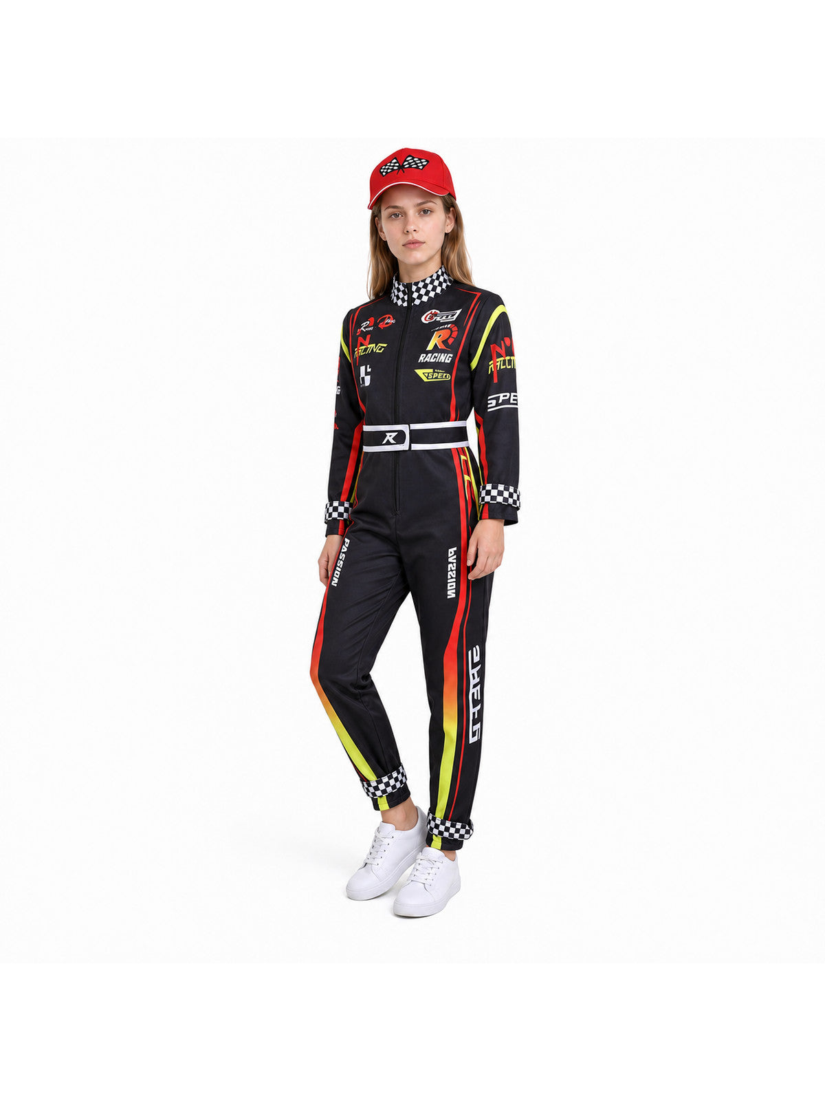 Children's Karting Jumpsuit with Belt and Cap Costume Headwear detail